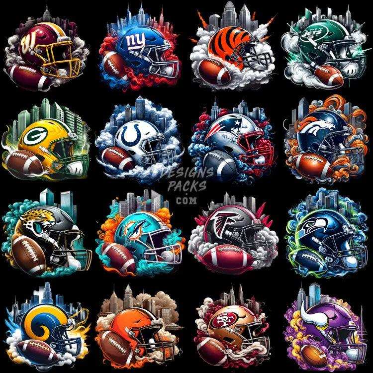 32 Football Teams HELMET SMOKES Designs Bundle PNG – DESIGNSPACKS