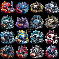 Load image into Gallery viewer, 32 Football Teams Helmet Smokes Designs Bundle Png
