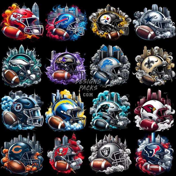32 Football Teams HELMET SMOKES Designs Bundle PNG – DESIGNSPACKS