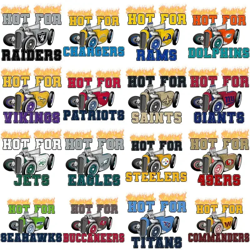 32 Football Teams Hot Rod Designs Bundle PNG