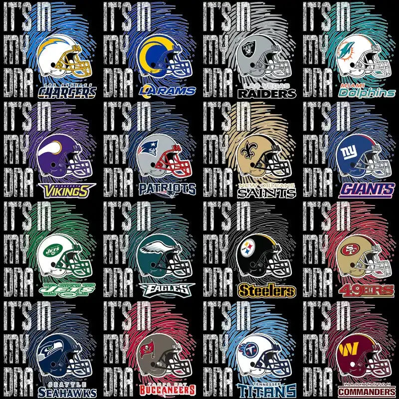 32 Football Teams In My DNA Designs Bundle PNG