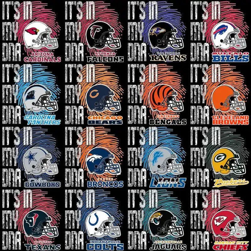 32 Football Teams In My DNA Designs Bundle PNG