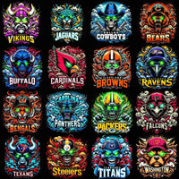 Load image into Gallery viewer, 32 Football Teams Laser Eyes Smoke Mascots Designs Bundle PNG
