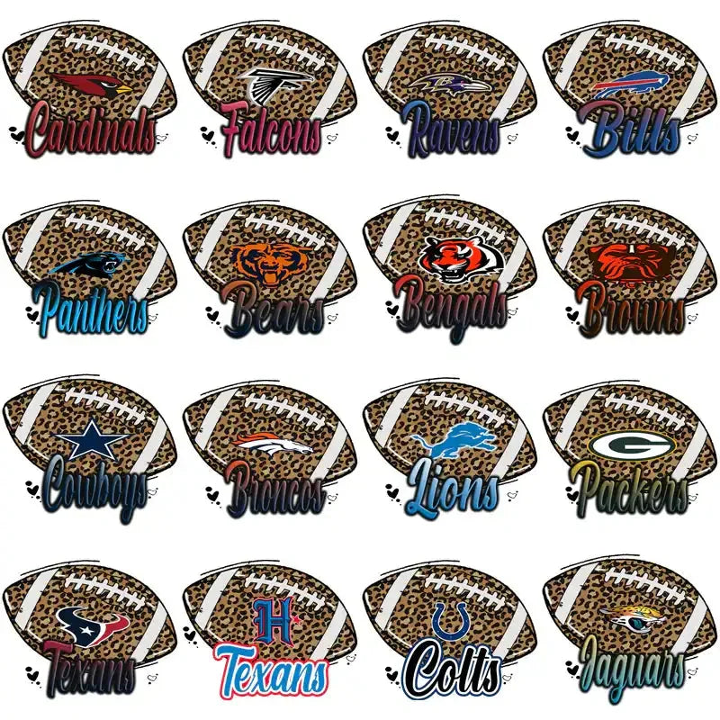 32 Football Teams Leopard Football Designs Bundle PNG