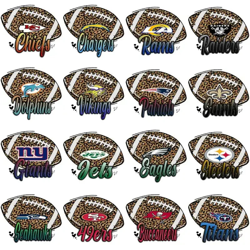 32 Football Teams Leopard Football Designs Bundle PNG