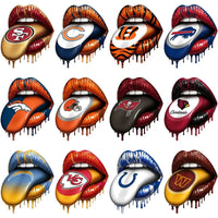 Load image into Gallery viewer, 32 Football Teams Logo Dripping Lips Tongue Out Designs Bundle PNG

