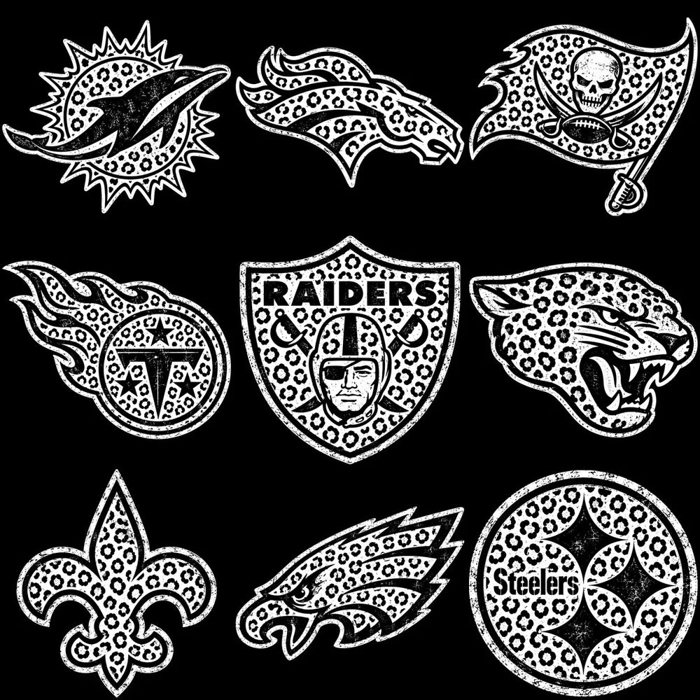 32 Football Teams Logo Leopard Pattern Designs Bundle PNG