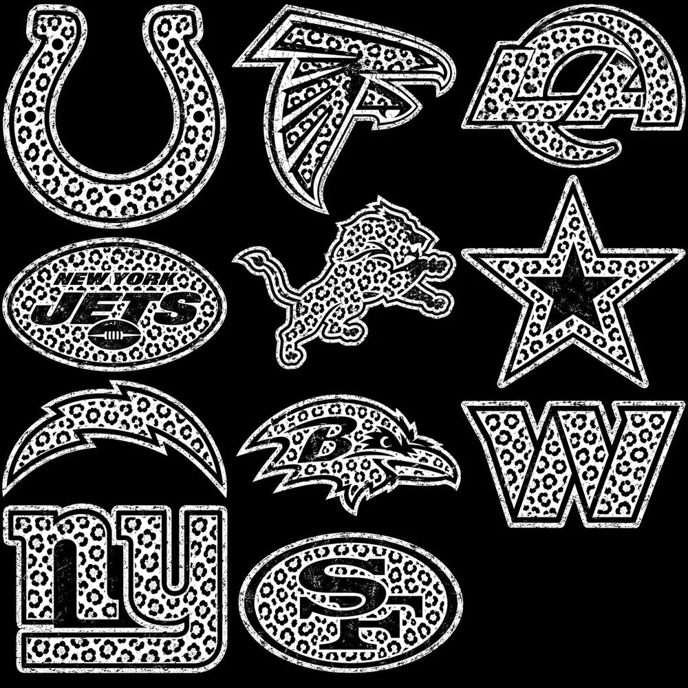 32 Football Teams Logo Leopard Pattern Designs Bundle PNG