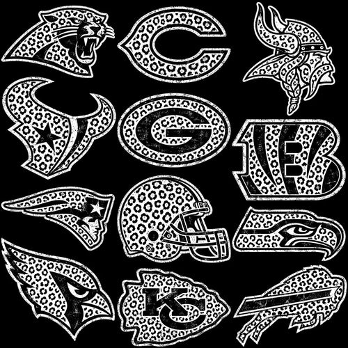 32 Football Teams Logo Leopard Pattern Designs Bundle PNG