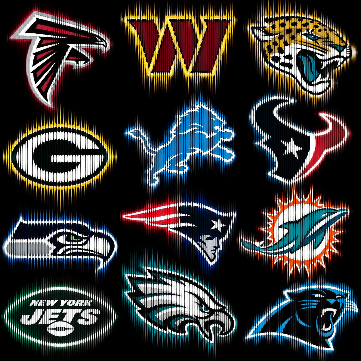 32 Football Teams Logo Stroke Lines Rays Designs Bundle PNG