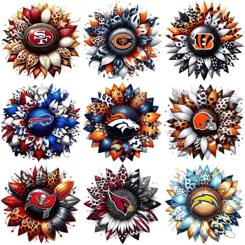32 Football Teams Logo Sunflower Designs Bundle PNG