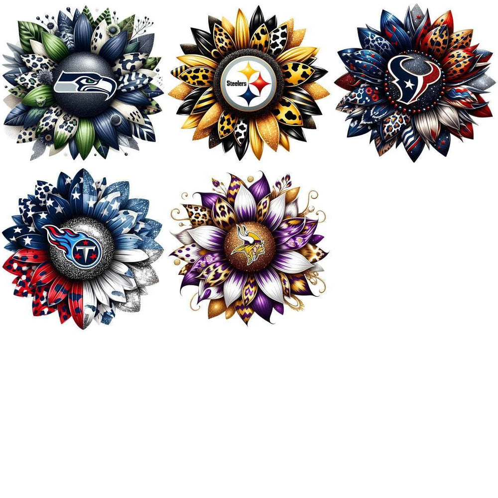 32 Football Teams Logo Sunflower Designs Bundle PNG
