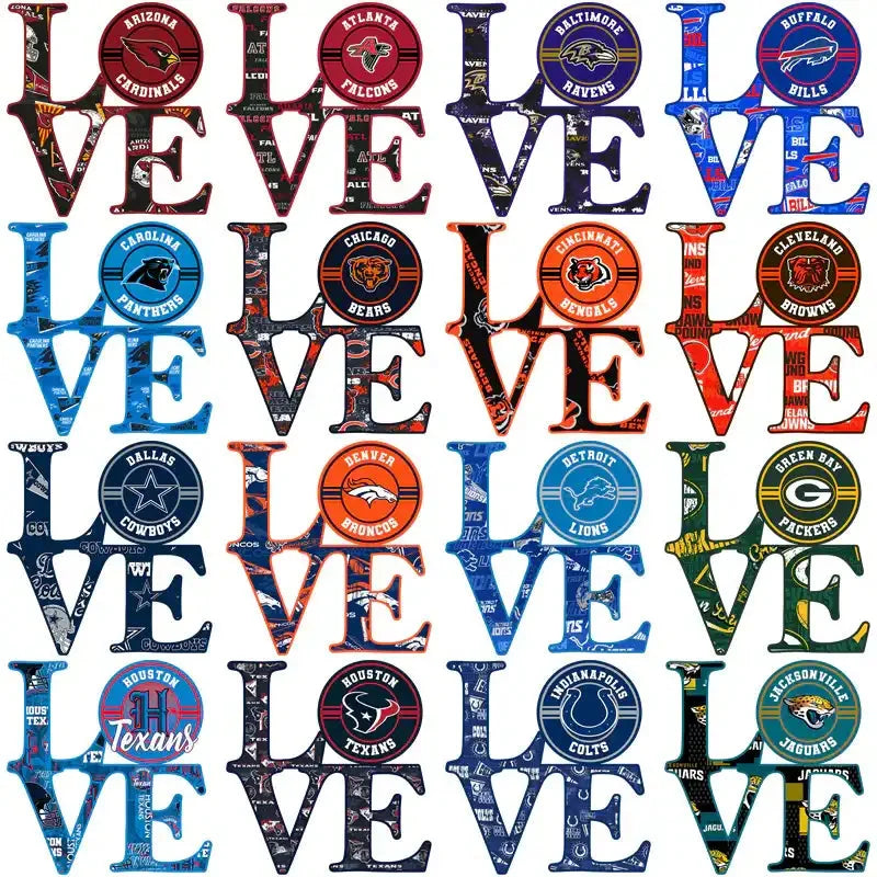 32 Football Teams LOVE Designs Bundle PNG
