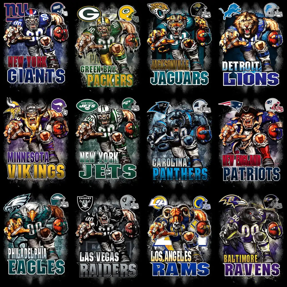 32 Football Teams Mascots Helmet Logo Designs Bundle PNG