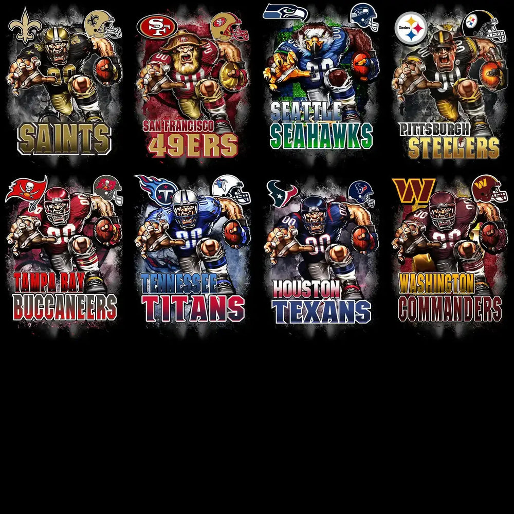 32 Football Teams Mascots Helmet Logo Designs Bundle PNG