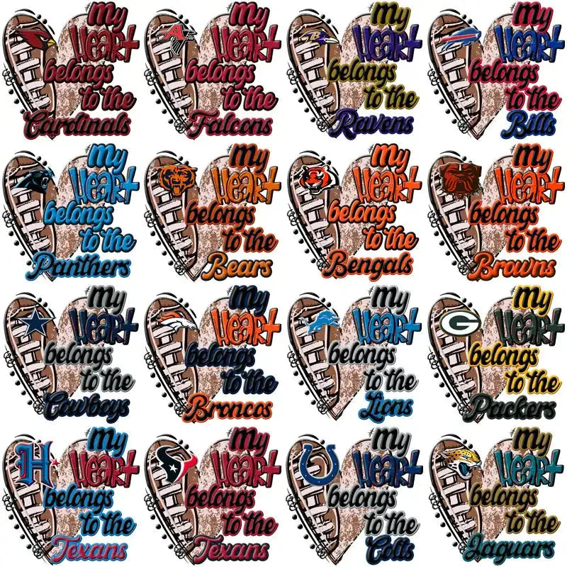 32 Football Teams My Heart Belongs Designs Bundle PNG