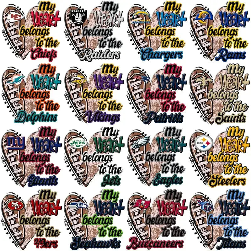 32 Football Teams My Heart Belongs Designs Bundle PNG