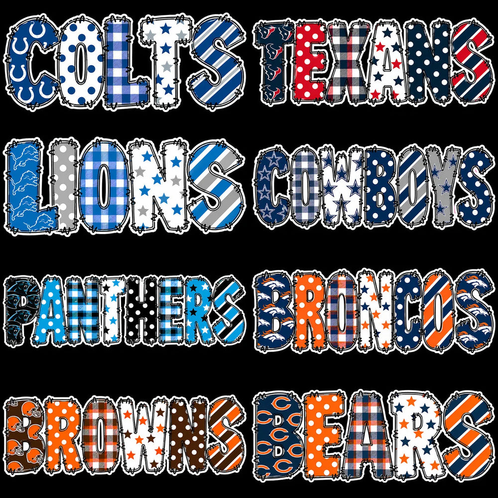 32 Football Teams Patchwork Doodle Letters Designs Bundle PNG
