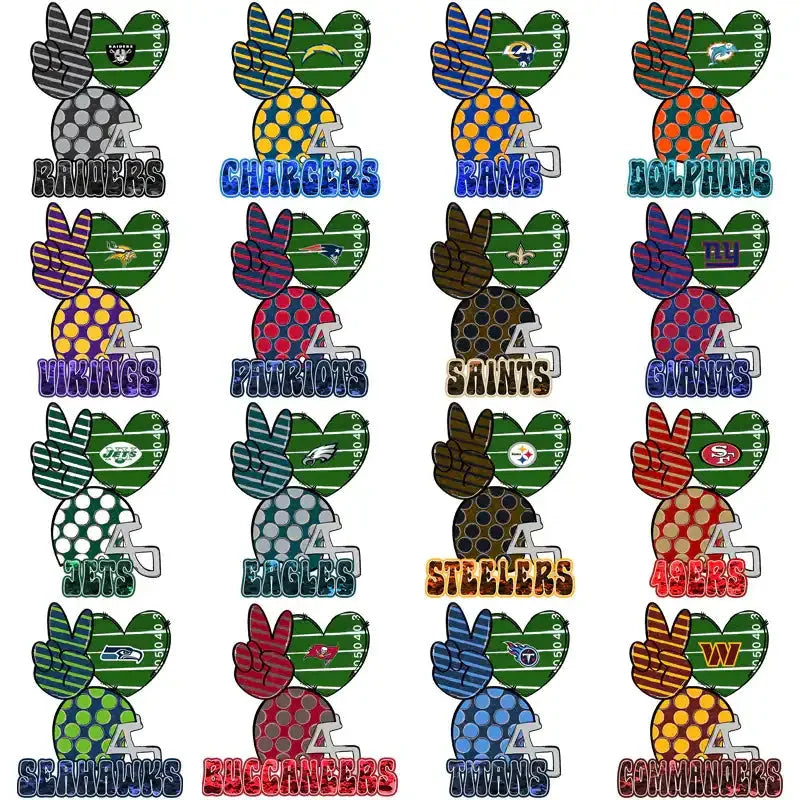 32 Football Teams Peace Love FB Designs Bundle PNG