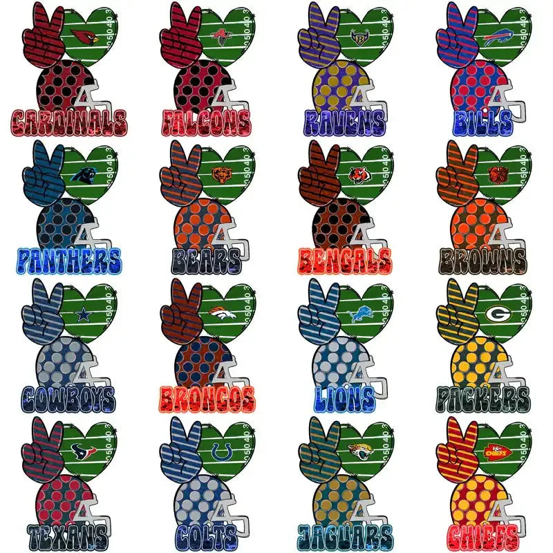 32 Football Teams Peace Love FB Designs Bundle PNG