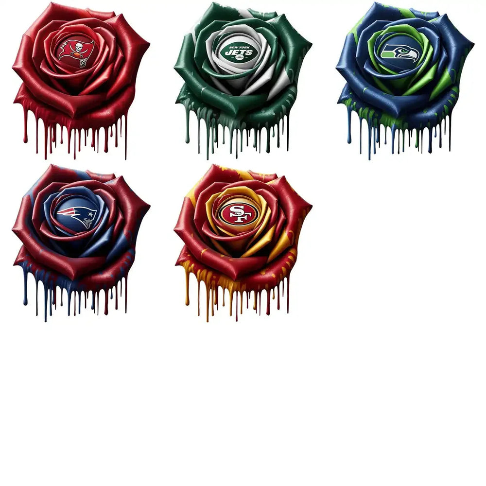 32 Football Teams Rose Logo Dripping Flower Designs Bundle PNG