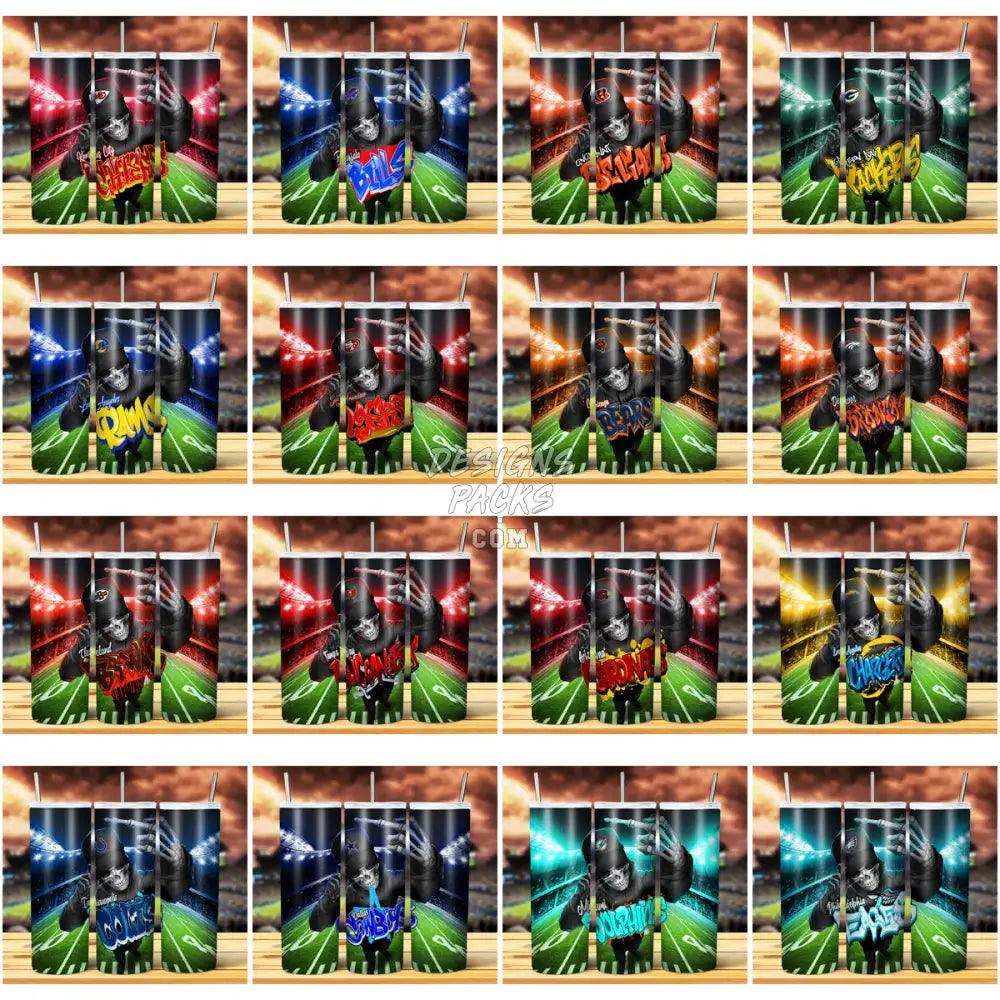 32 Football Teams Skeleton Middle Finger Tumbler Wrap Bundle Jpg
