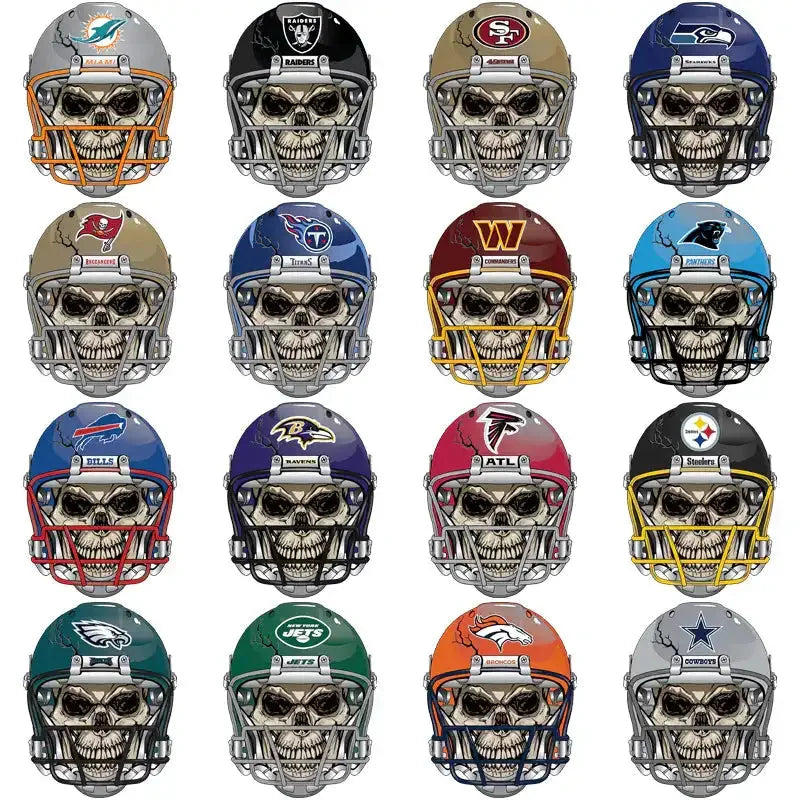 32 Football Teams Skull Helmets Designs Bundle PNG