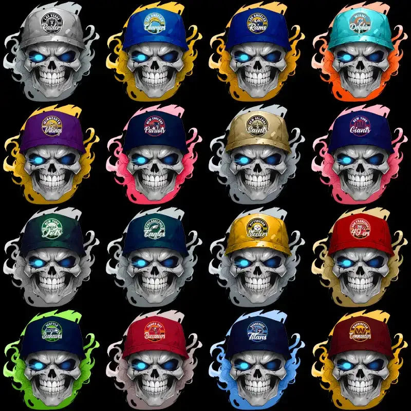 32 Football Teams Smokin Skull Designs Bundle PNG