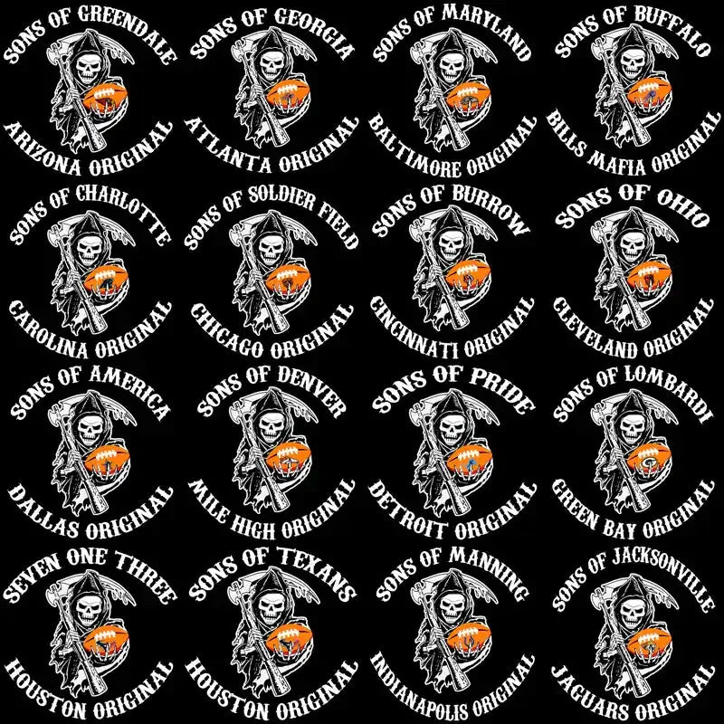 32 Football Teams SOA Parody Logos Designs Bundle PNG