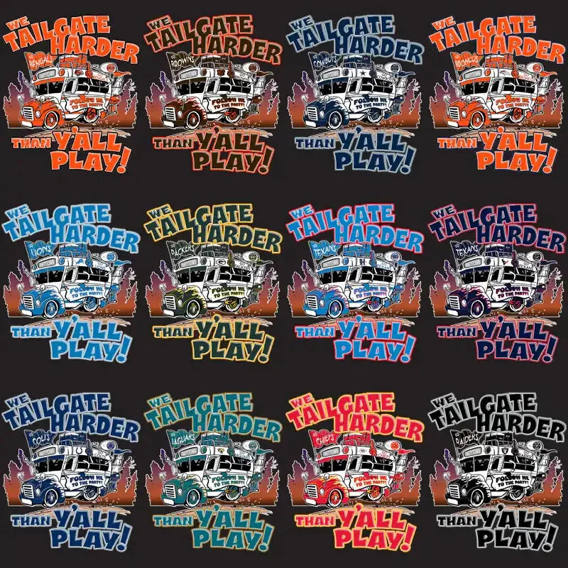 32 Football Teams Tailgate Bus Designs Bundle PNG