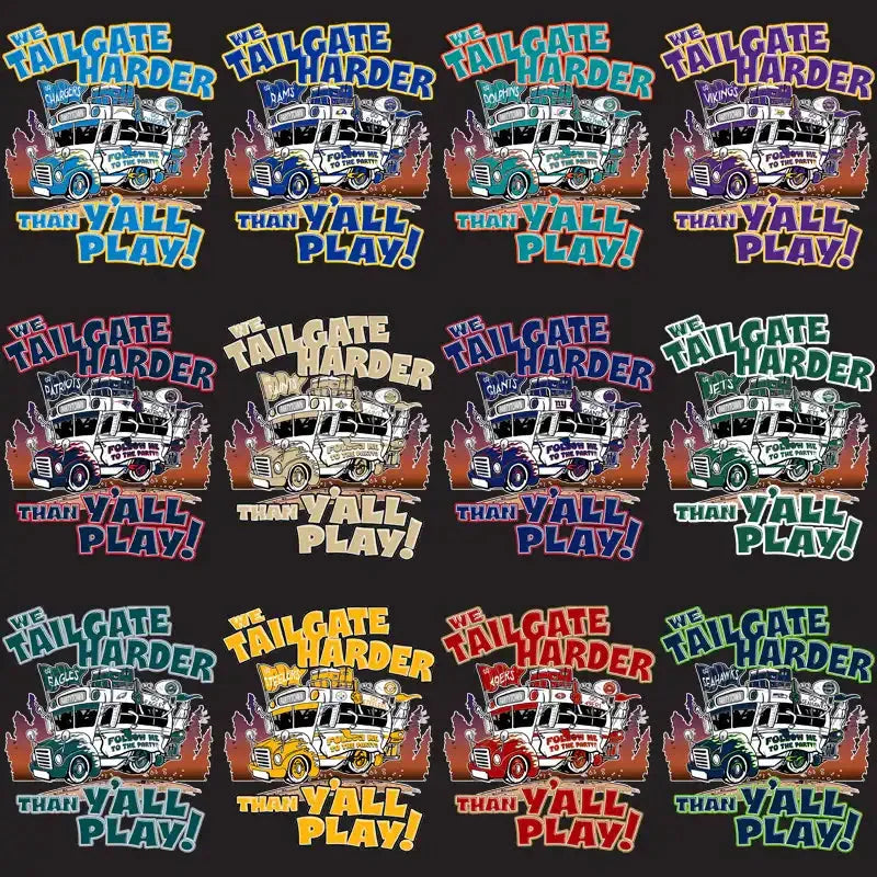 32 Football Teams Tailgate Bus Designs Bundle PNG