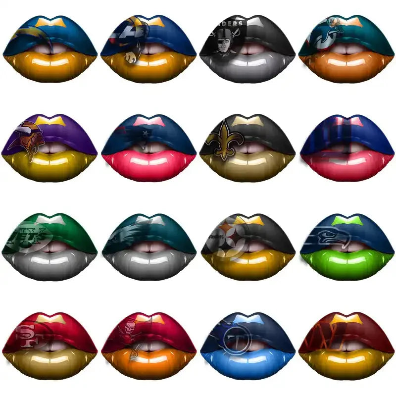 32 Football Teams Team Lips Designs Bundle PNG