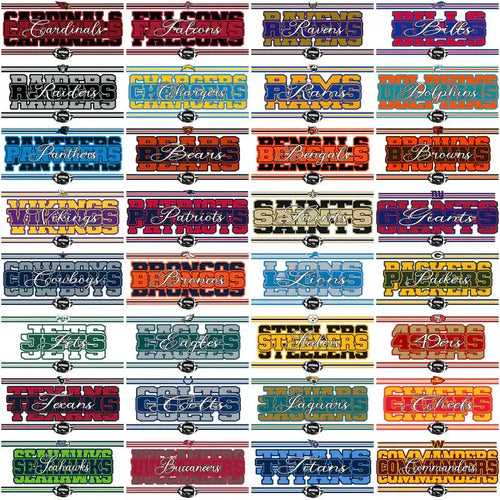 32 Football Teams Team Name & Stripes Designs Bundle PNG