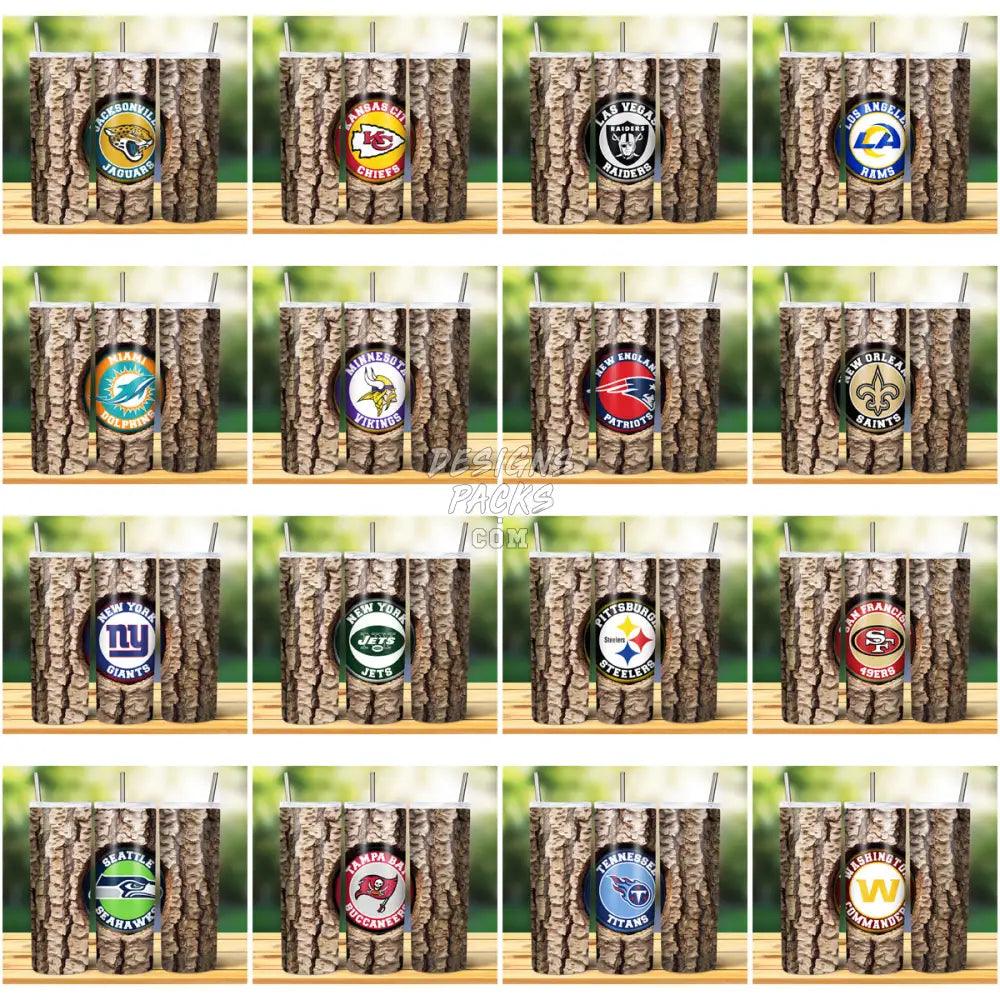 32 Football Teams Tree Trunk Tumbler Wrap Bundle Jpg