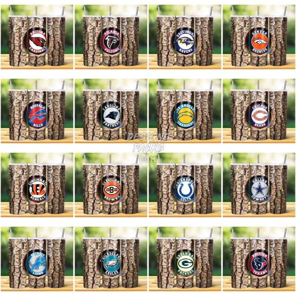 32 Football Teams Tree Trunk Tumbler Wrap Bundle Jpg
