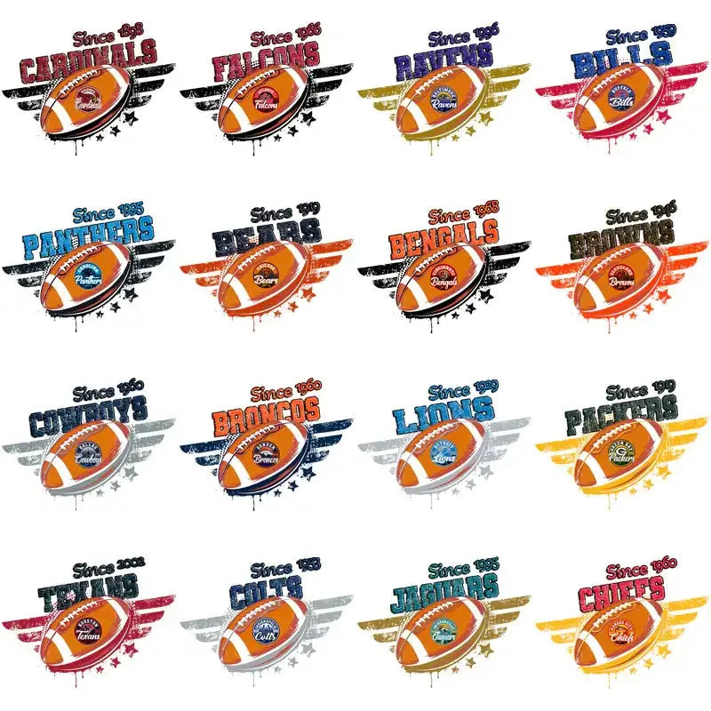 32 Football Teams Vintage Wings Designs Bundle PNG