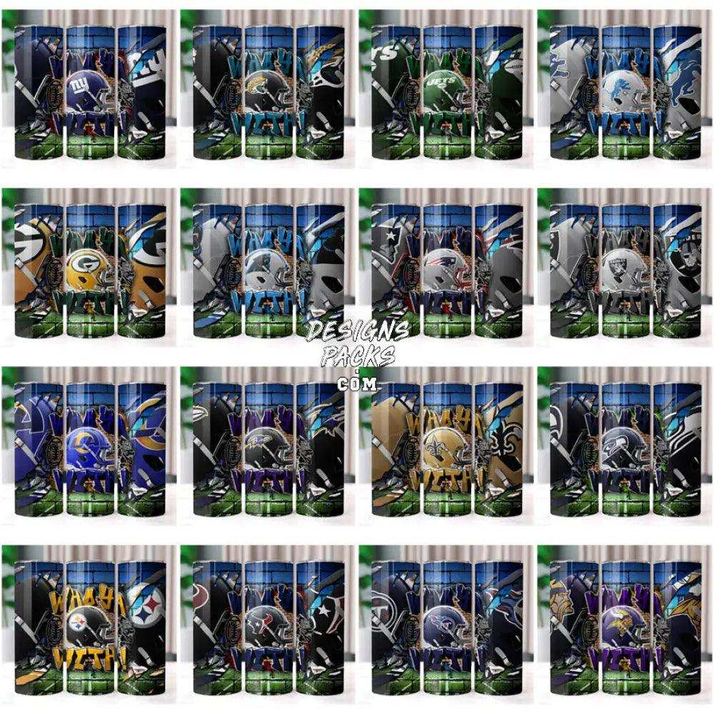 32 Football Teams Who Ya With Sport Tumbler Wrap Bundle Jpg