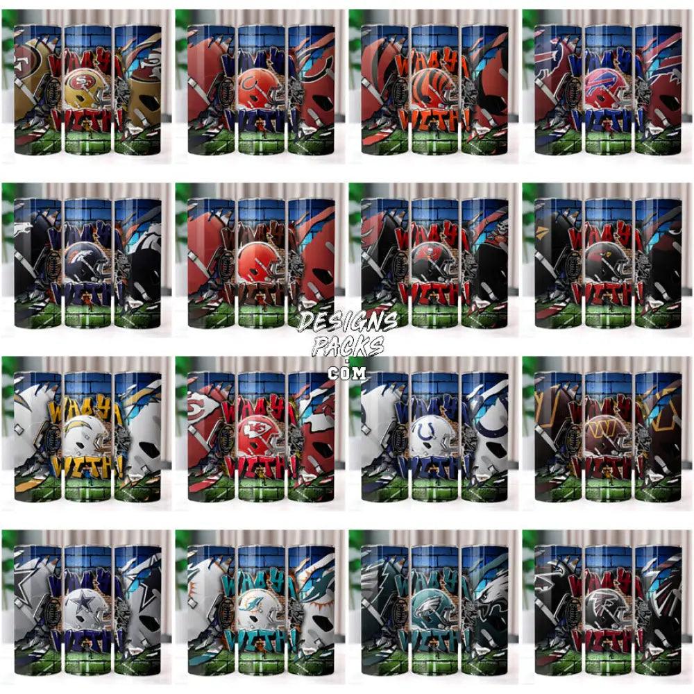 32 Football Teams Who Ya With Sport Tumbler Wrap Bundle Jpg