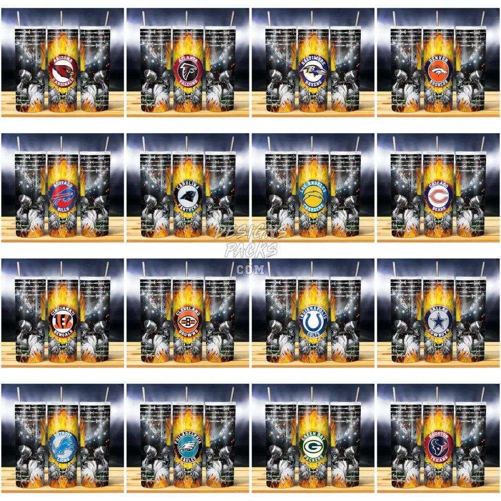 32 Football Teams Zombie Fire Tumbler Wrap Bundle Jpg