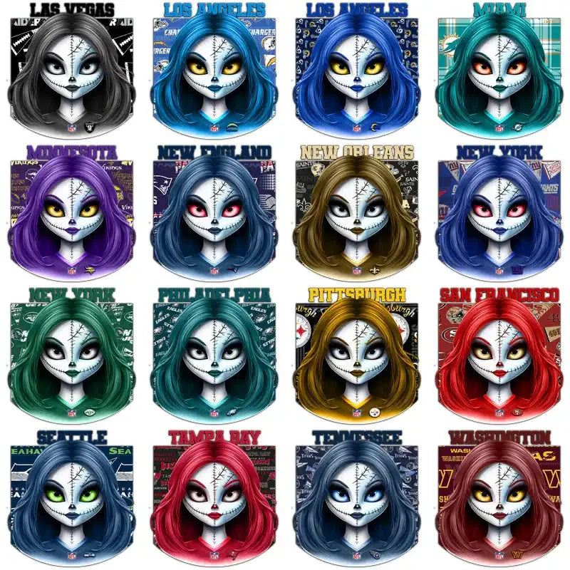32 Football Teams Zombie Girl Designs Bundle PNG
