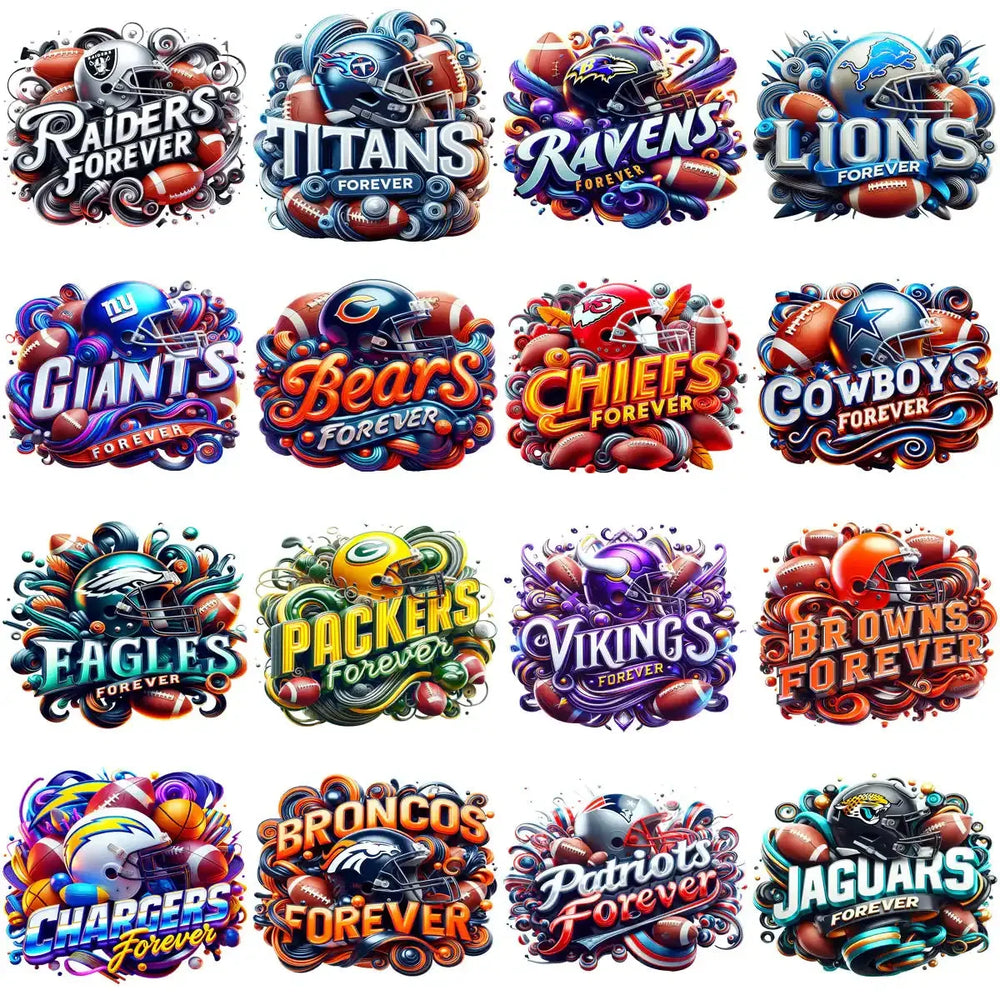 32 Forever Football Fans Teams Designs Bundle PNG