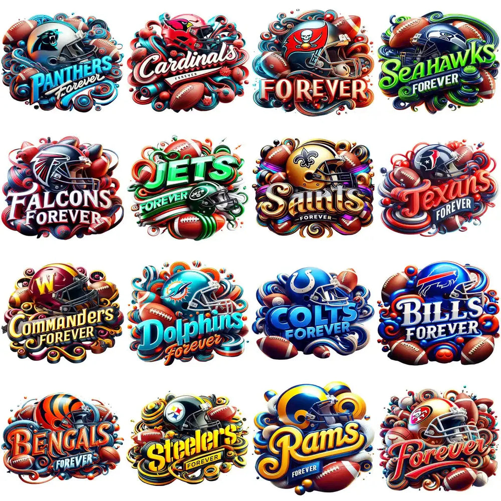 32 Forever Football Fans Teams Designs Bundle PNG
