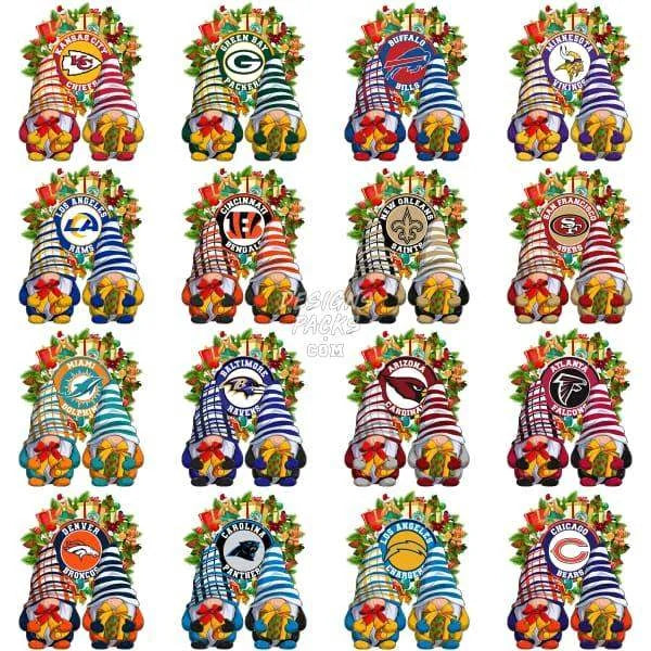 32 Gnome Christmas Football Teams Designs Bundle PNG