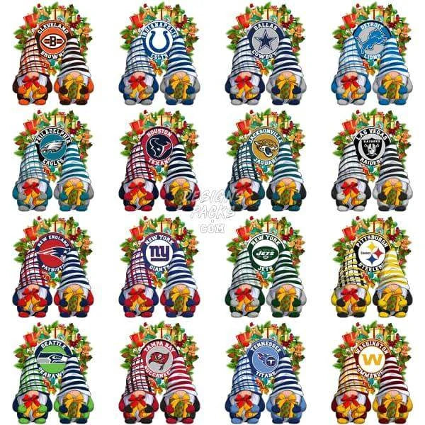32 Gnome Christmas Football Teams Designs Bundle PNG