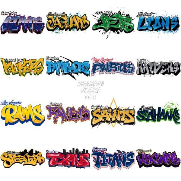 32 Graffiti Football Designs Bundle Png