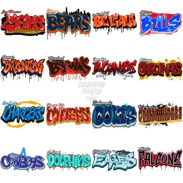 32 Graffiti Football Designs Bundle Png