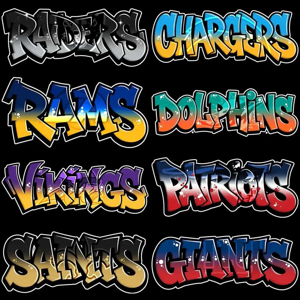 32 GRAFFITI Football Teams Designs Bundle PNG