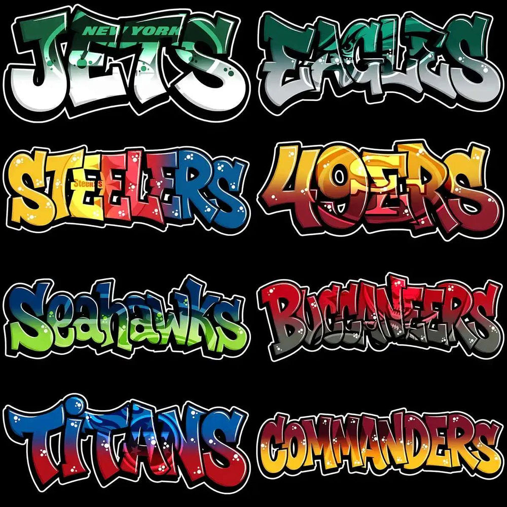 32 GRAFFITI Football Teams Designs Bundle PNG