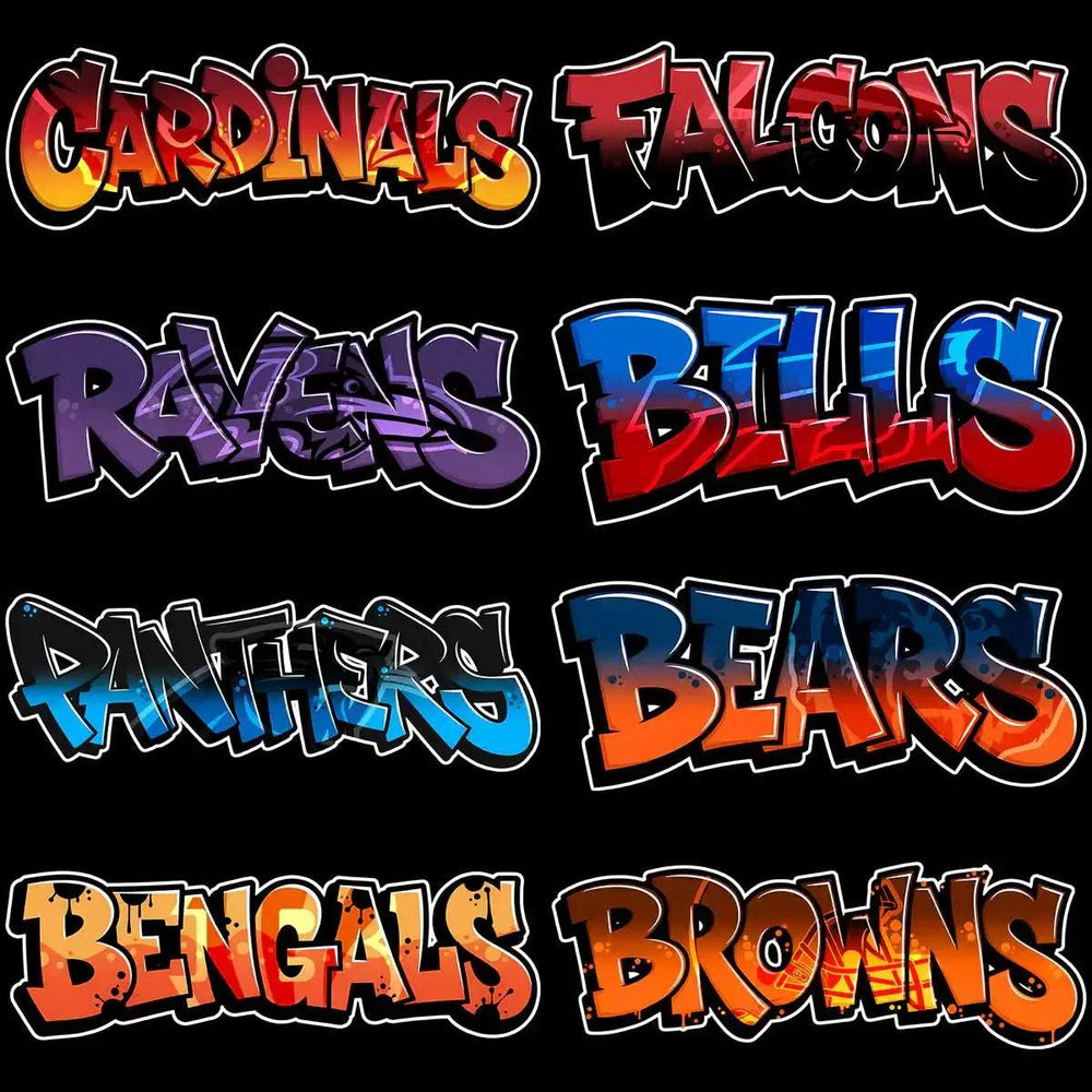 32 GRAFFITI Football Teams Designs Bundle PNG