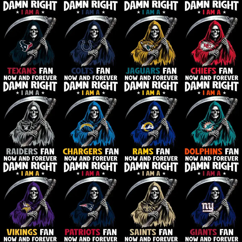 32 Grim Reaper Football Teams Designs Bundle PNG